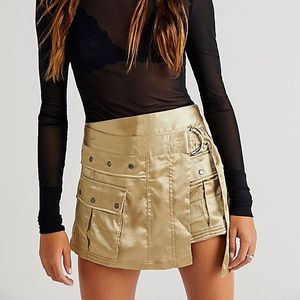 Say My Name Free People Mini Skirt Large Gold